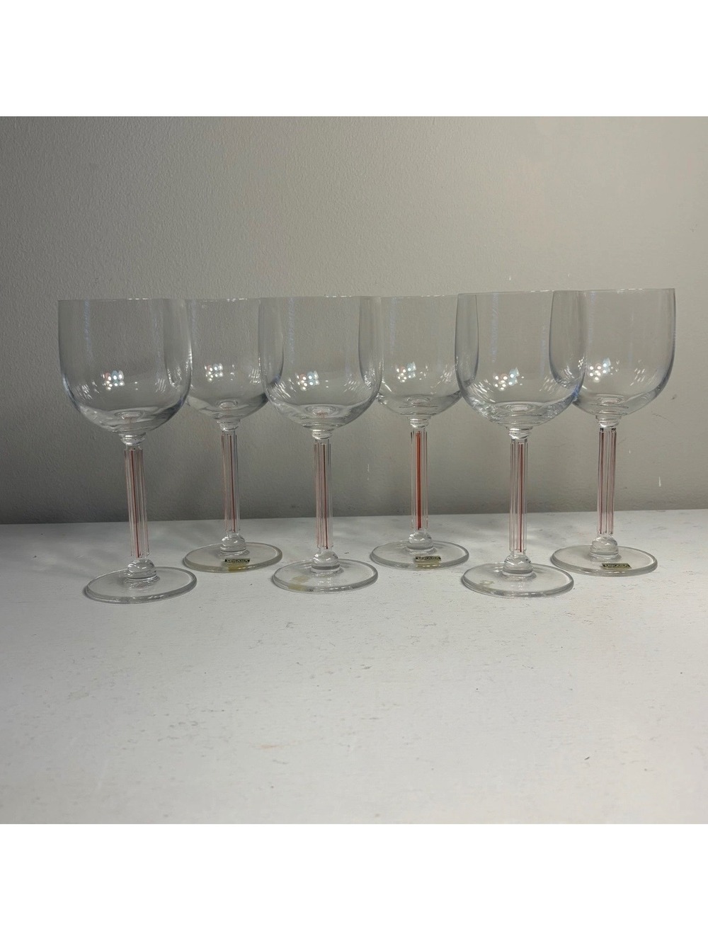 Rare Vintage Mikasa Perspective with Red Stripe Stem Water Goblet set of 6